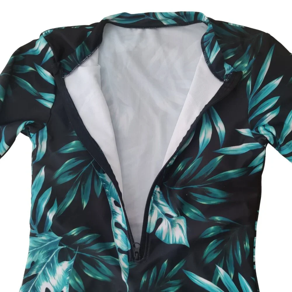 NWOT Long Sleeve One Piece Tropical Swimsuit
